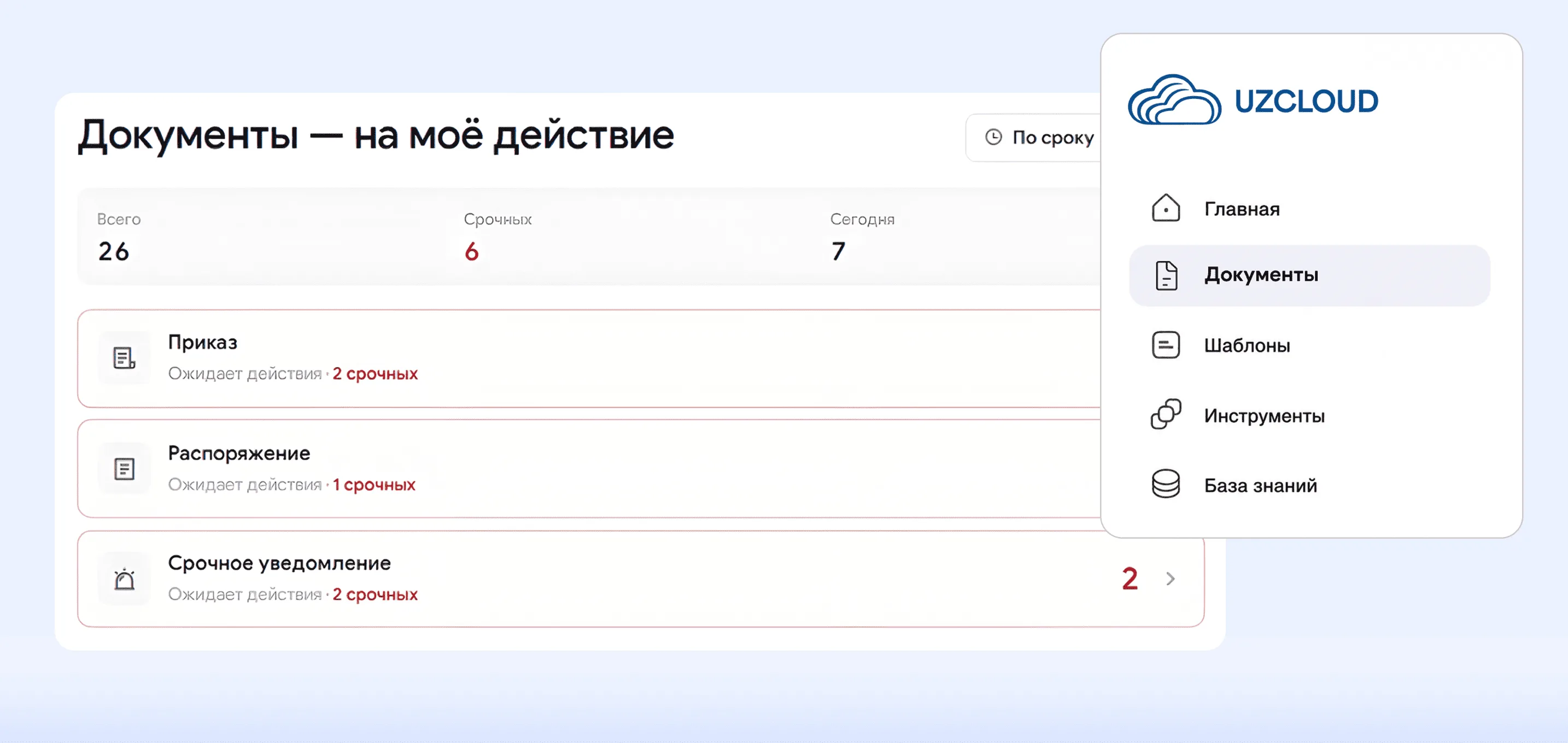 Рабочий стол «Документы на мое действие»: приказы, распоряжения и срочные уведомления